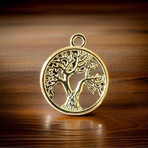 🔴 5 for $10 ONE Golden Tree Charm Pendant for Jewelry Making